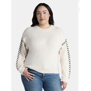 Terra & Sky Cropped Whipstitch Trim Sweater – Size 4X – NWT